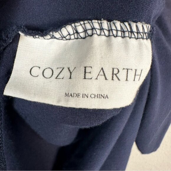 Cozy Earth Women’s Bamboo Stretch Knit Short Sleeve Pajama Pant Set in Navy L - Picture 6 of 14